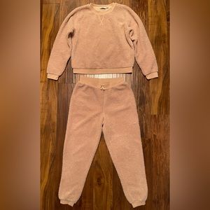 Long Sleeve Fleece Top and Bottom Lounge Set